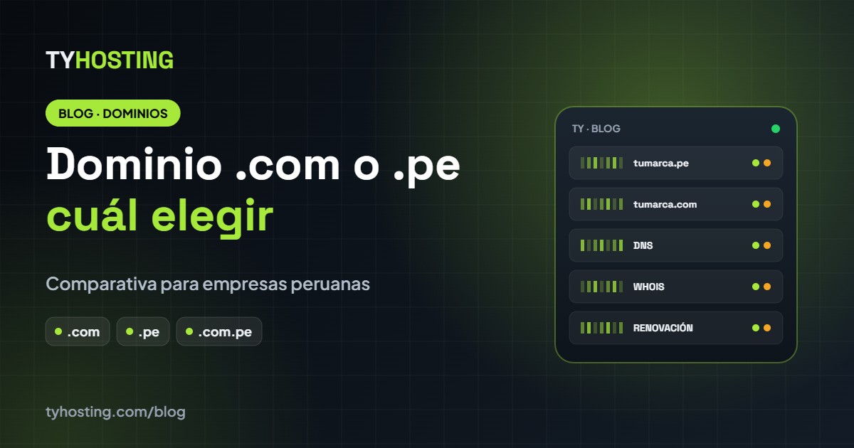 Dominio .com o .pe: cuál conviene a tu empresa - Blog TyHosting