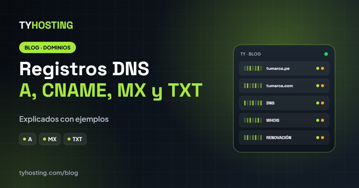Registros DNS: A, CNAME, MX y TXT explicados con ejemplos - Blog TyHosting