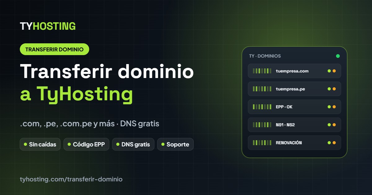 Transferir dominio a TyHosting